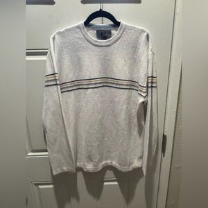 Men’s vintage y2k Sideout white sweater blue/tan stripes size large